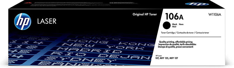 HP 106A W1106A Toner Noir Authentique pour imprimantes HP Laser 107 / 135 / 137