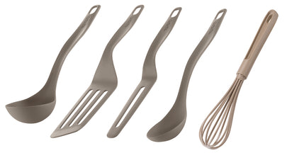 Ensemble de 5 pièces Fresh Kitchen Candy Brown (fouet, louche, spatule à crêpes, spatule longue, cuillère)